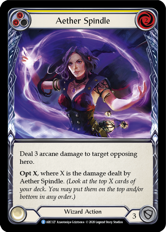Aether Spindle (Yellow) [ARC127] Unlimited Edition Rainbow Foil Flesh And Blood Single Flesh And Blood   