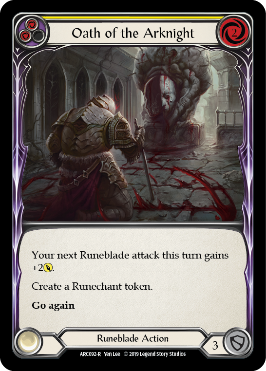 Oath of the Arknight (Yellow) [ARC092-R] 1st Edition Rainbow Foil Flesh And Blood Single Flesh And Blood   