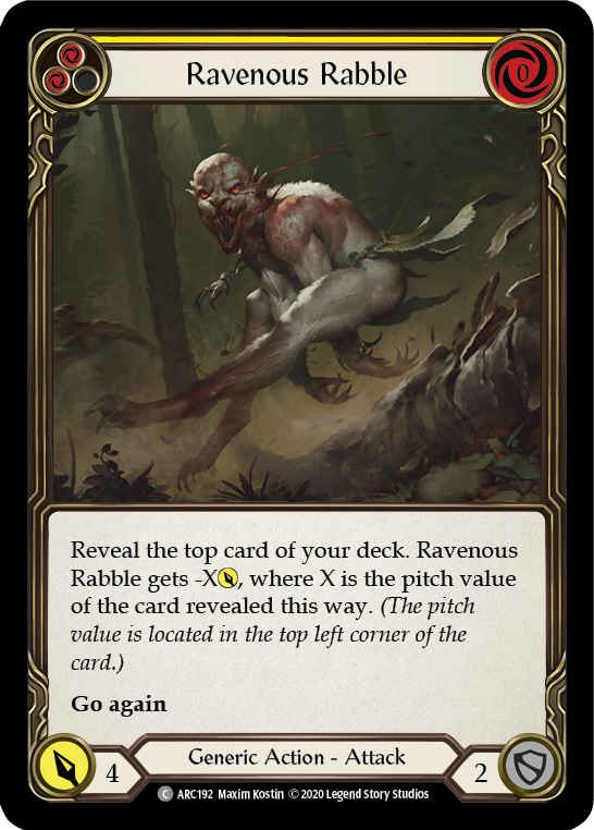 Ravenous Rabble (Yellow) [ARC192] Unlimited Edition Normal Flesh And Blood Single Flesh And Blood   