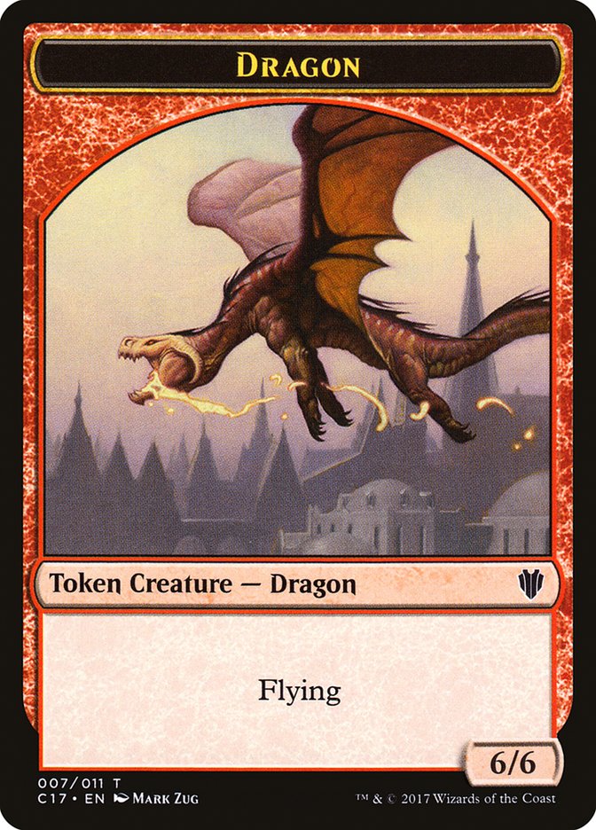 Dragon (007) // Gold (010) Double-Sided Token [Tokens] Commander 2017 Tokens MTG Single Magic: The Gathering