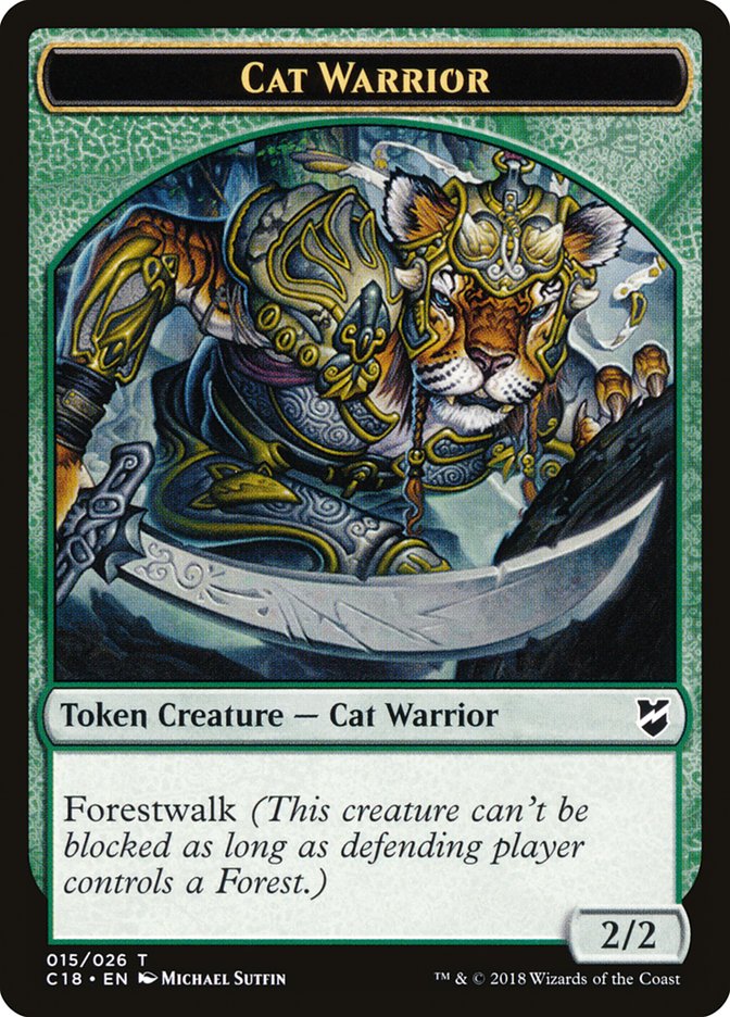 Cat Warrior Token [Tokens] Commander 2018 Tokens MTG Single Magic: The Gathering