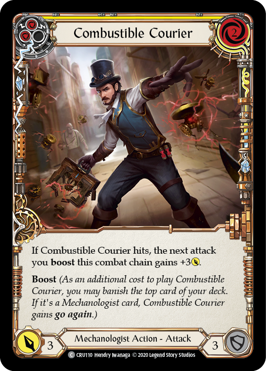 Combustible Courier (Yellow) [CRU110] 1st Edition Normal Flesh And Blood Single Flesh And Blood   