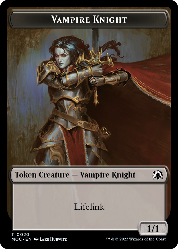 Vampire Knight // Soldier Double-Sided Token [Tokens] March of the Machine Commander Tokens MTG Single Magic: The Gathering