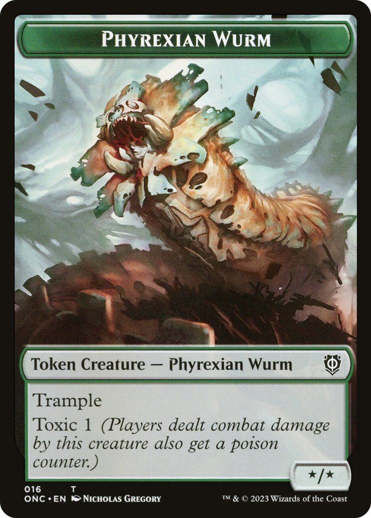 Phyrexian Wurm // Phyrexian Insect Double-Sided Token [Tokens] Phyrexia: All Will Be One Commander Tokens MTG Single Magic: The Gathering