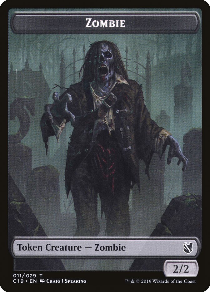 Zombie (010) // Zombie (011) Double-Sided Token [Tokens] Commander 2019 Tokens MTG Single Magic: The Gathering