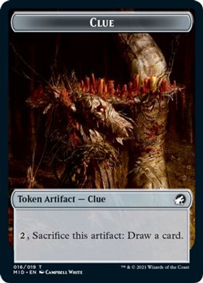 Zombie (005) // Clue Double-Sided Token [Tokens] Innistrad: Midnight Hunt Tokens MTG Single Magic: The Gathering