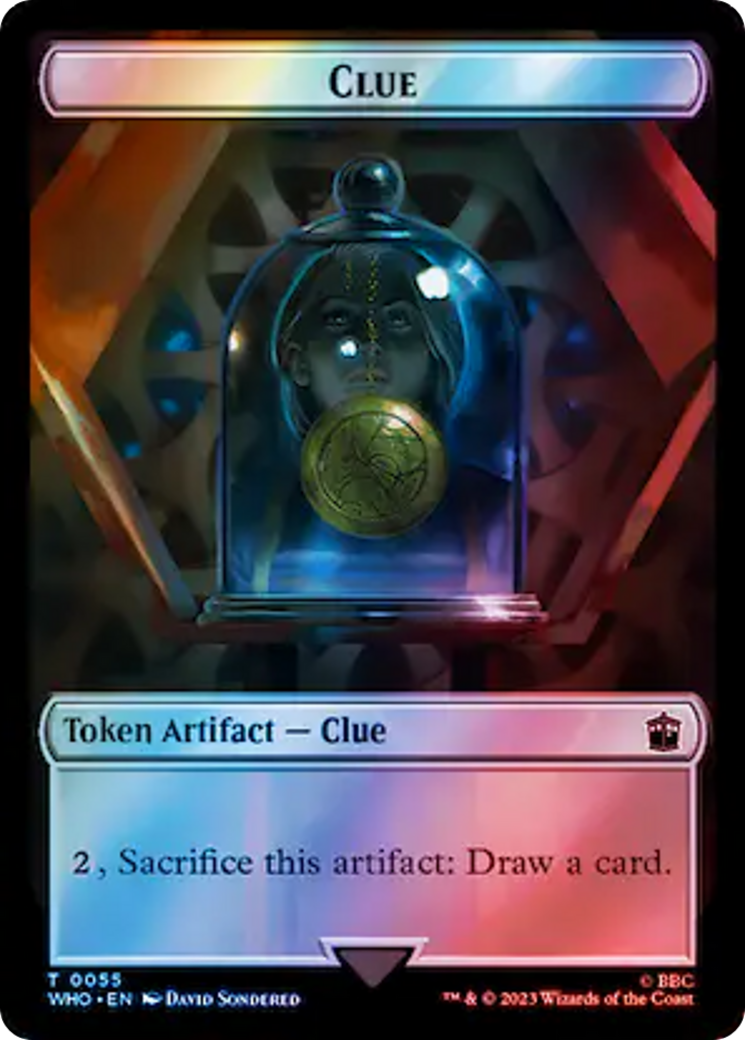 Fish // Clue (0055) Double-Sided Token (Surge Foil) [Tokens] Doctor Who Tokens MTG Single Magic: The Gathering