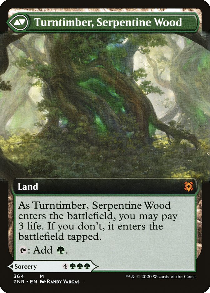 Turntimber Symbiosis // Turntimber, Serpentine Wood (Extended Art) [Zendikar Rising] MTG Single Magic: The Gathering   