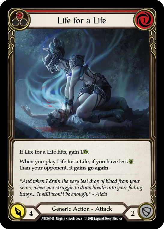 Life for a Life (Red) [ARC164-R] 1st Edition Rainbow Foil Flesh And Blood Single Flesh And Blood   
