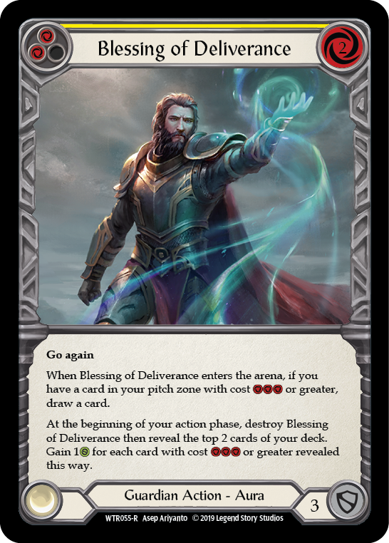 Blessing of Deliverance (Yellow) [WTR055-R] Alpha Print Rainbow Foil Flesh And Blood Single Flesh And Blood   