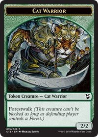 Cat Warrior // Worm Double-Sided Token [Tokens] Commander 2018 Tokens MTG Single Magic: The Gathering