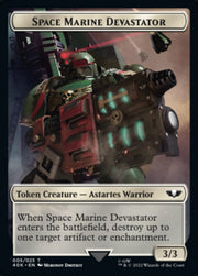 Soldier (002) // Space Marine Devastator Double-Sided Token (Surge Foil) [Tokens] Warhammer 40,000 Tokens MTG Single Magic: The Gathering