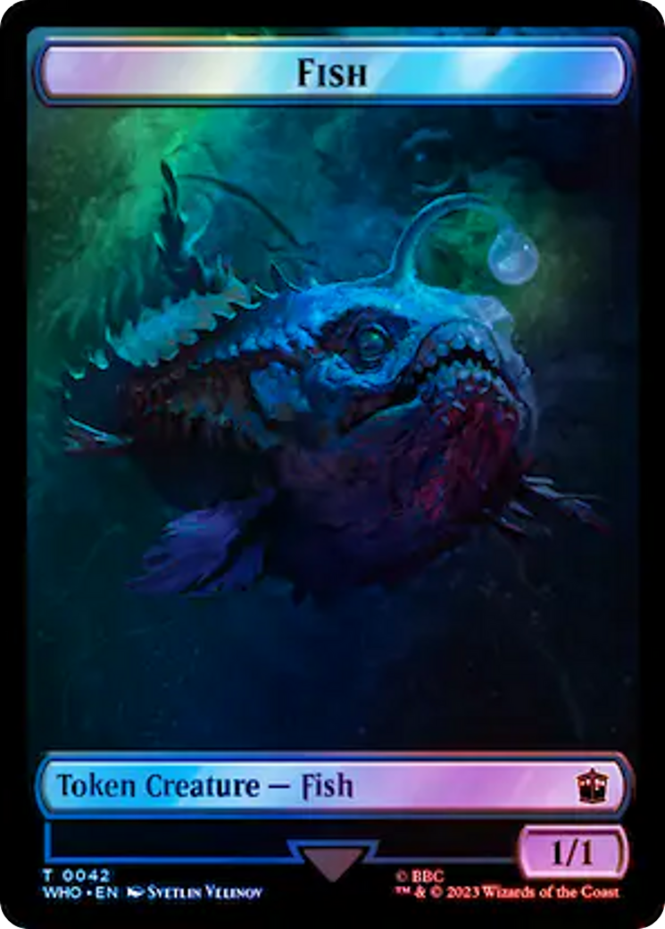 Fish // Clue (0055) Double-Sided Token (Surge Foil) [Tokens] Doctor Who Tokens MTG Single Magic: The Gathering