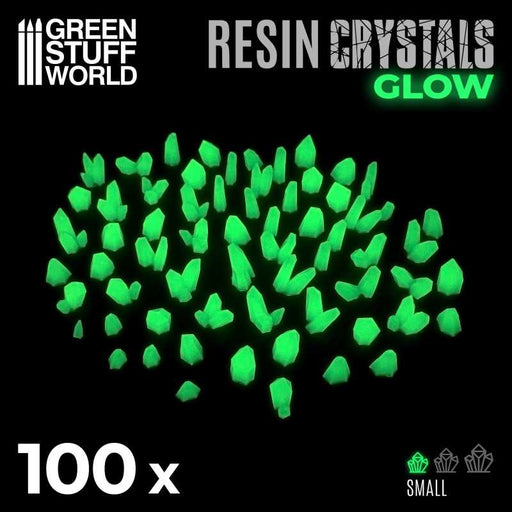 Green Stuff World: Resin - Small Green GLOW Crystals Model Tools & Glue Green Stuff World
