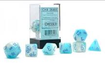 Chessex: 7-Die Set Luminary Gemini - Pearl Turquoise-White/Blue Dice & Gaming Accessories Chessex