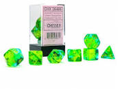Chessex: 7-Die Set Translucent Gemini - Green-Teal/Yellow Dice & Gaming Accessories Chessex