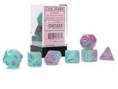 Chessex: 7-Die Set Luminary Gemini - Gel Green-Pink/Blue Dice & Gaming Accessories Chessex