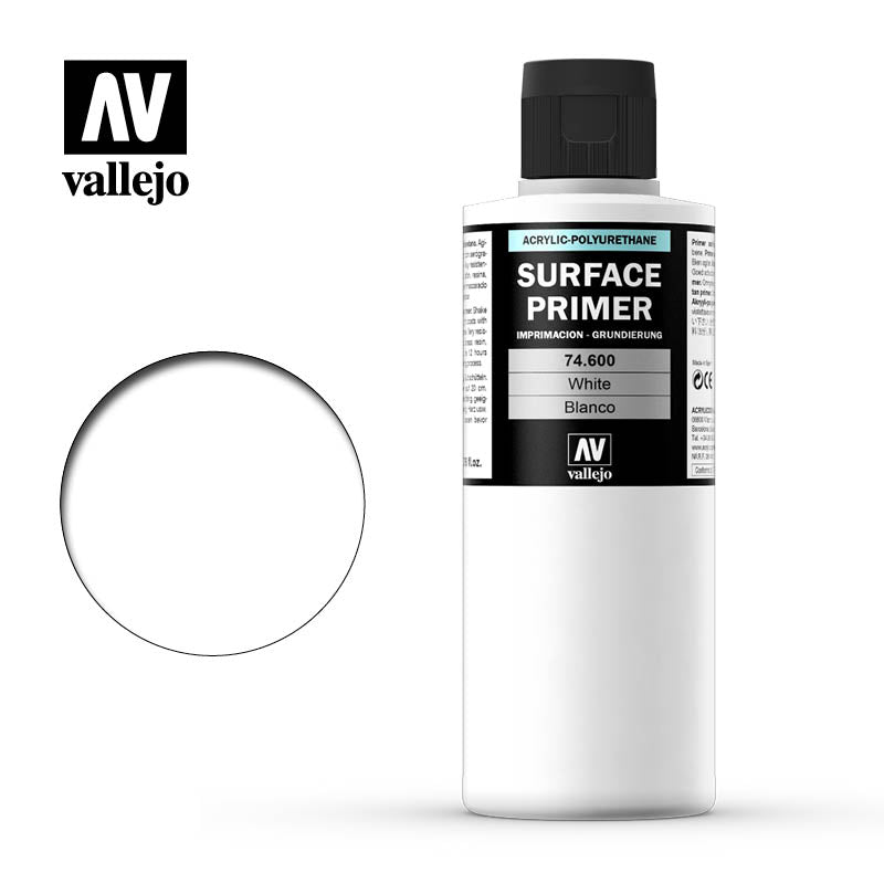 Vallejo: Surface Primer 74600 White Primer 200ml Model Paints Vallejo