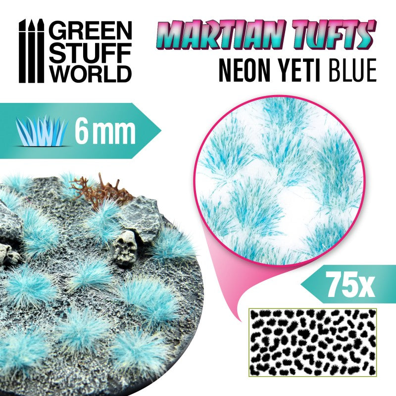 Green Stuff World: Martian Fluor Tufts - Neon Yeti Blue 6mm Basing Materials Green Stuff World