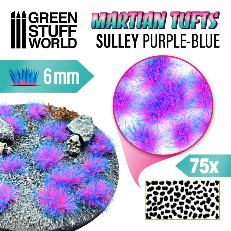 Green Stuff World: Martian Fluor Tufts - Sully Purple Blue 6mm Basing Materials Green Stuff World