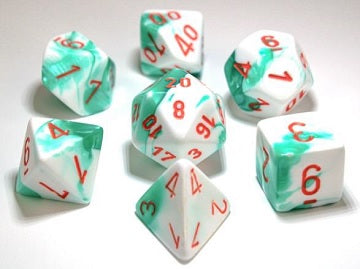 Chessex: Green White/Orange Gemini 7-Die Set Dice & Gaming Accessories Chessex