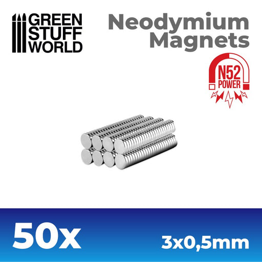 Green Stuff World: Neodymium Magnets 3X0.5mm - 50 Units (N52) Model Tools & Glue Green Stuff World