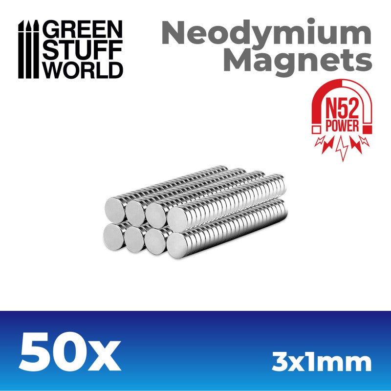 Green Stuff World: Neodymium Magnets 3x1mm - 50 Units (N52) Paint, Tools and Bases Green Stuff World   