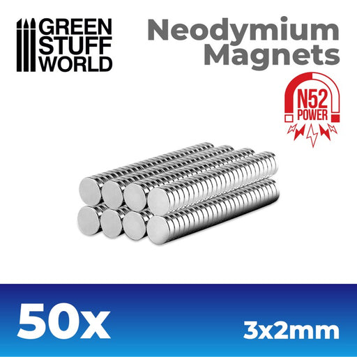 Green Stuff World: Neodymium Magnets 3x2mm - 50 Units (N52) Model Tools & Glue Green Stuff World