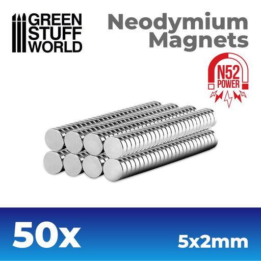 Green Stuff World: Neodymium Magnets 5x2mm - 50 Units (N52) Model Tools & Glue Green Stuff World