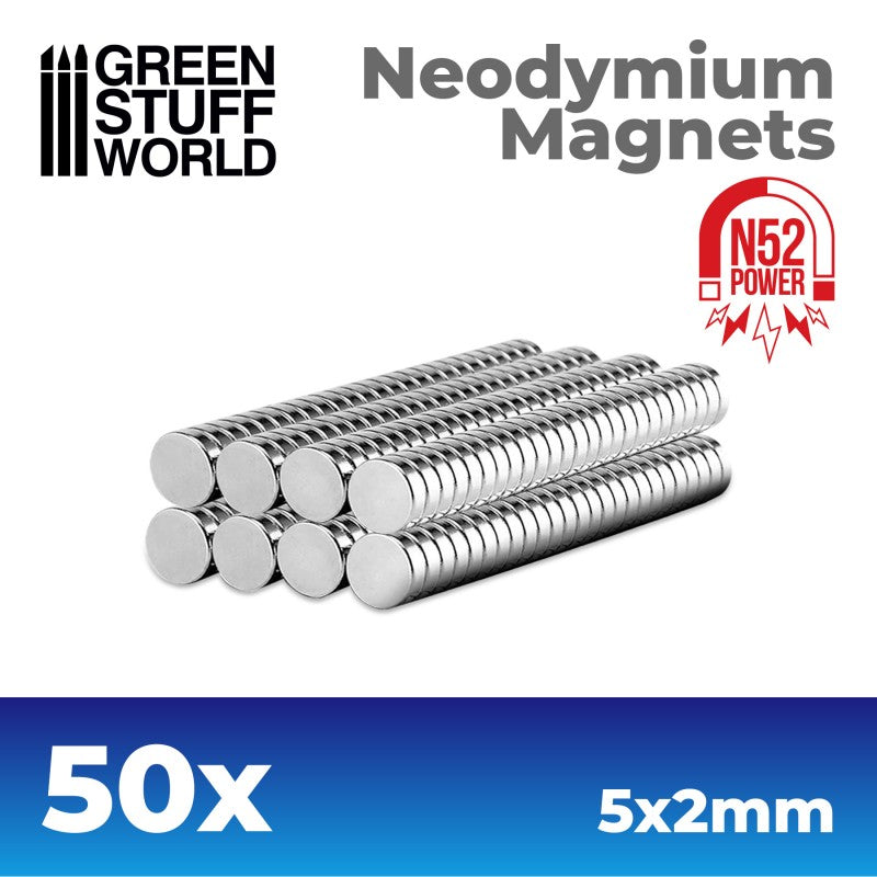GSW: Neodymium Magnets 5x2mm - 50 units (N52)  Green Stuff World Hobby Tools Taps Games Edmonton Alberta