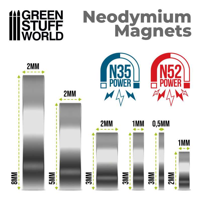 Green Stuff World: Neodymium Magnets 8x2mm - 50 units (N52)