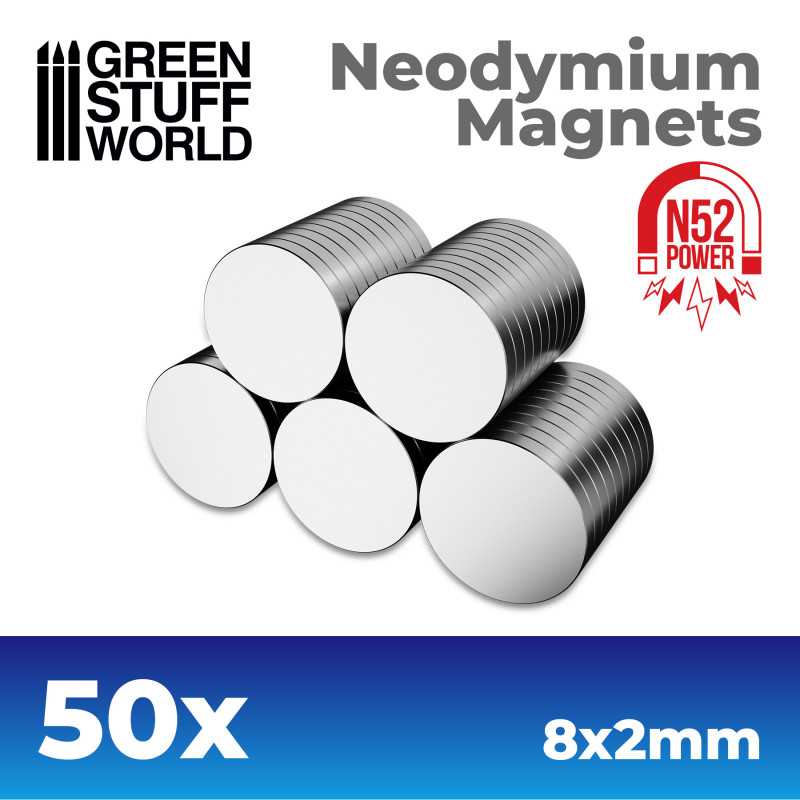 Green Stuff World: Neodymium Magnets 8x2mm - 50 units (N52)