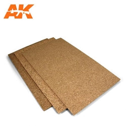 AK Interactive: Cork Sheet - Fine Grained - 200 X 300 X 2mm (2 Sheets) Model Paints AK INTERACTIVE