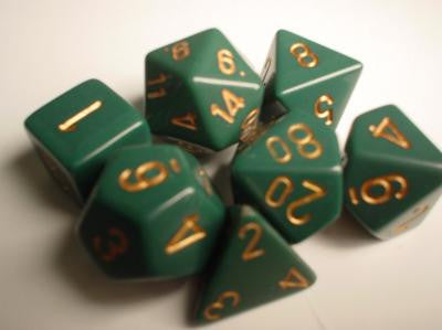 Chessex: 7-Die Set Opaque - Dusty Green/Copper Dice & Gaming Accessories Chessex