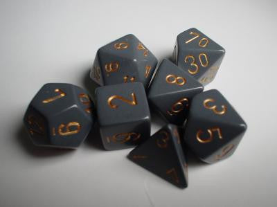 Chessex: 7-Die Set Opaque - Dark Grey/Copper Dice & Gaming Accessories Chessex
