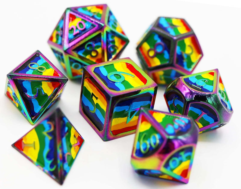 Foam Brain Games: Rainbow - Pride Flag 7-Die Set (Metal) Dice & Gaming Accessories Foam Brain Games