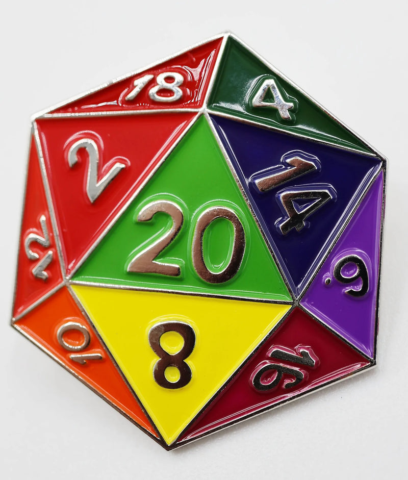 Foam Brain: Rainbow D20 Enamel Pin Stickers, Pins & Patches Foam Brain Games