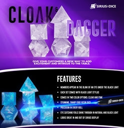 Sirius Dice: Sharp-Edged 7-Die Dice Set Cloak and Dagger - Blue Dice & Gaming Accessories Sirius Dice