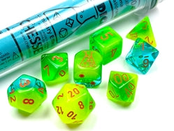 Chessex: Green-Teal/Orange Luminary Plasma 7-Die Set Dice & Gaming Accessories Chessex