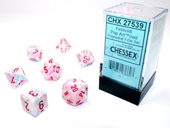 Chessex: 7-Die Set Festive - Pop-Art/Red Dice & Gaming Accessories Chessex