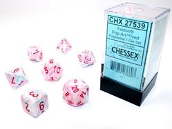 Chessex: Pop Art/Red Festive Chessex 7-Die Set