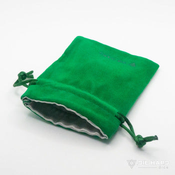 Die Hard Dice: Satin-Lined Velvet bag: Small Green Dice & Gaming Accessories Die Hard Dice