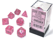 Chessex: 7-Die Set Luminary Borealis - Pink/Silver Dice & Gaming Accessories Chessex
