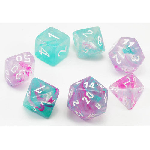 Chessex: 7-Die Set Luminary Nebula - Wisteria/White Dice & Gaming Accessories Chessex