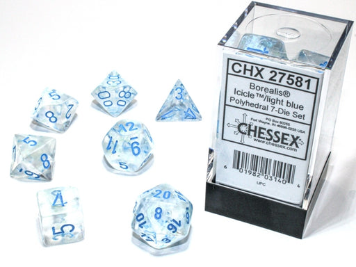 Chessex: Icicle/Light Blue With Luminary Borealis 7-Die Set Dice & Gaming Accessories Chessex