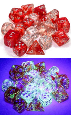 Chessex: 7-Die Set Luminary Nebula - Red/Silver Dice & Gaming Accessories Chessex