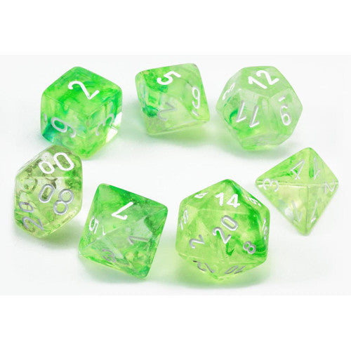 Chessex: 7-Die Set Luminary Nebula - Spring/White Dice & Gaming Accessories Chessex