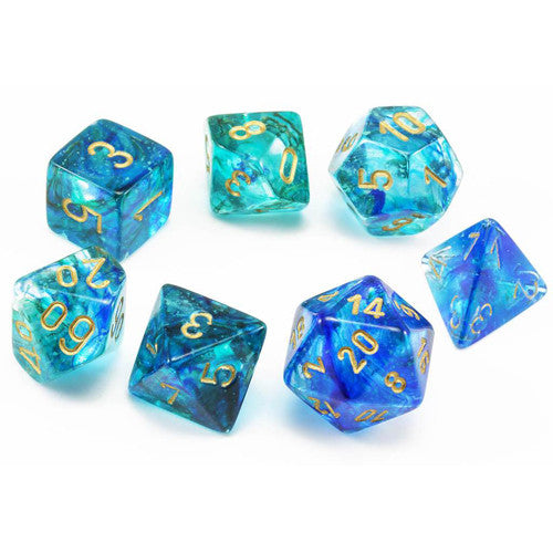 Chessex: 7-Die Set Luminary Nebula - Oceanic/Gold Dice & Gaming Accessories Chessex