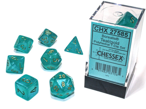 Chessex: 7-Die Set Luminary Borealis - Teal/Gold Dice & Gaming Accessories Chessex