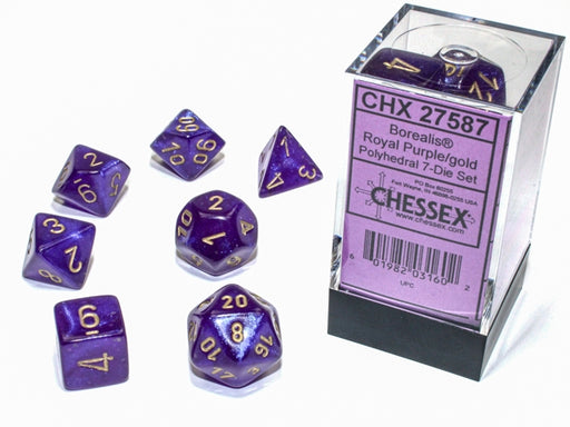 Chessex: 7-Die Set Luminary Borealis - Royal Purple/Gold Dice & Gaming Accessories Chessex